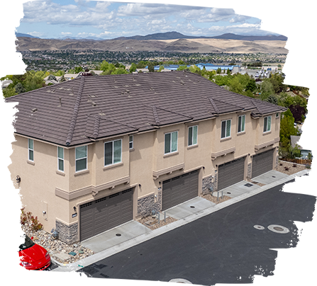 The Canyons on Los Altos Luxury Townhomes Arial View of three condos